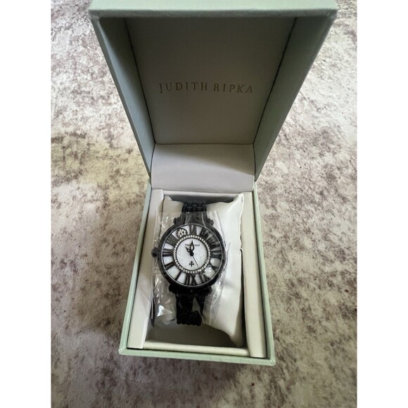 Judith Ripka Watch Mother of Pearl Black Stainless Steel Rhinestone London main image 7